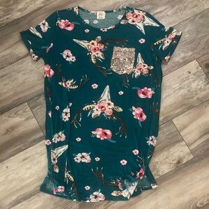 Grace & Emma Women’s SUPER SOFT Floral Skull Dress Size XL